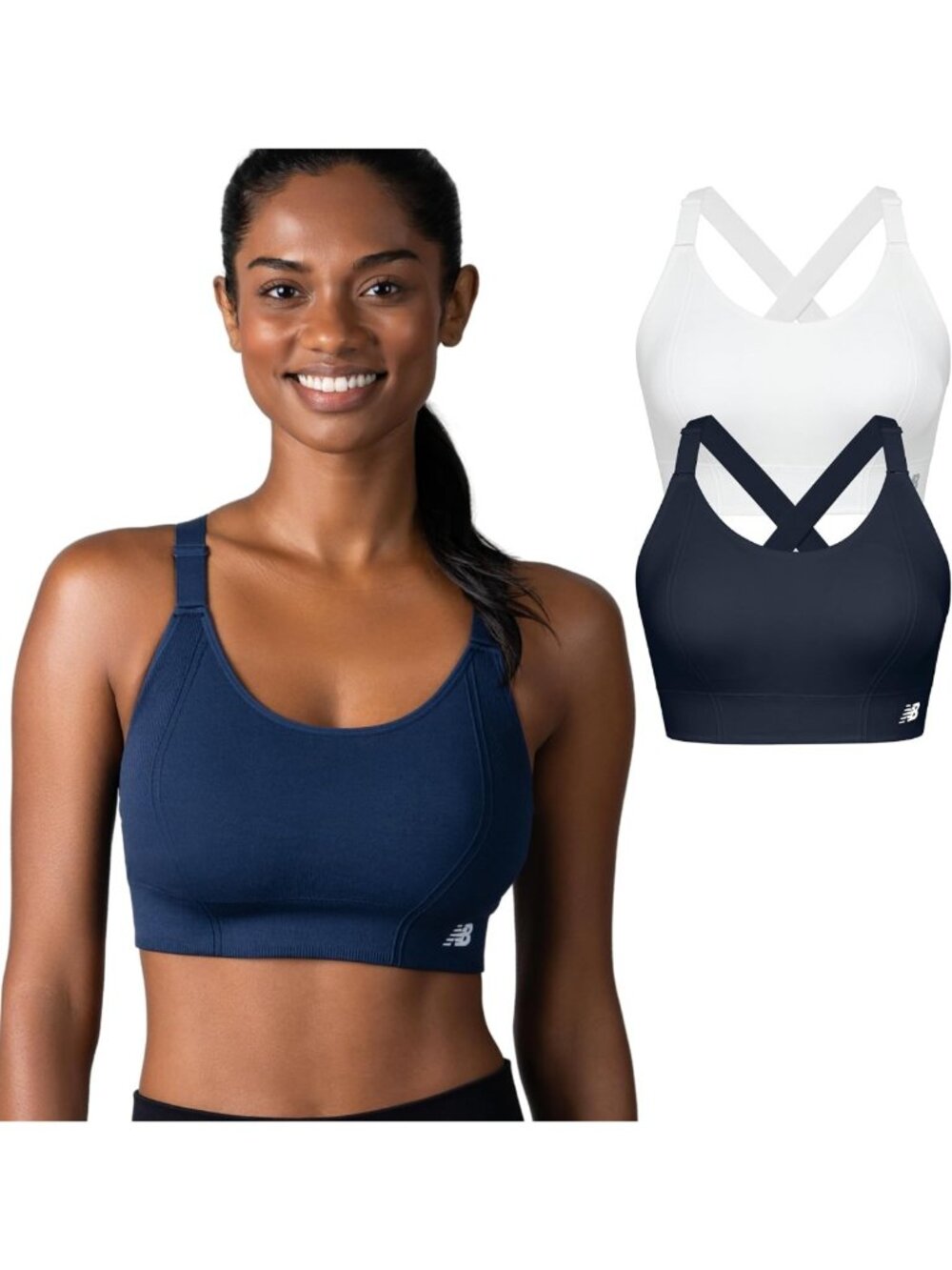 Seamless Wirefree Sports Bras for Women - 2 Pack, Removable Pads, Athletic